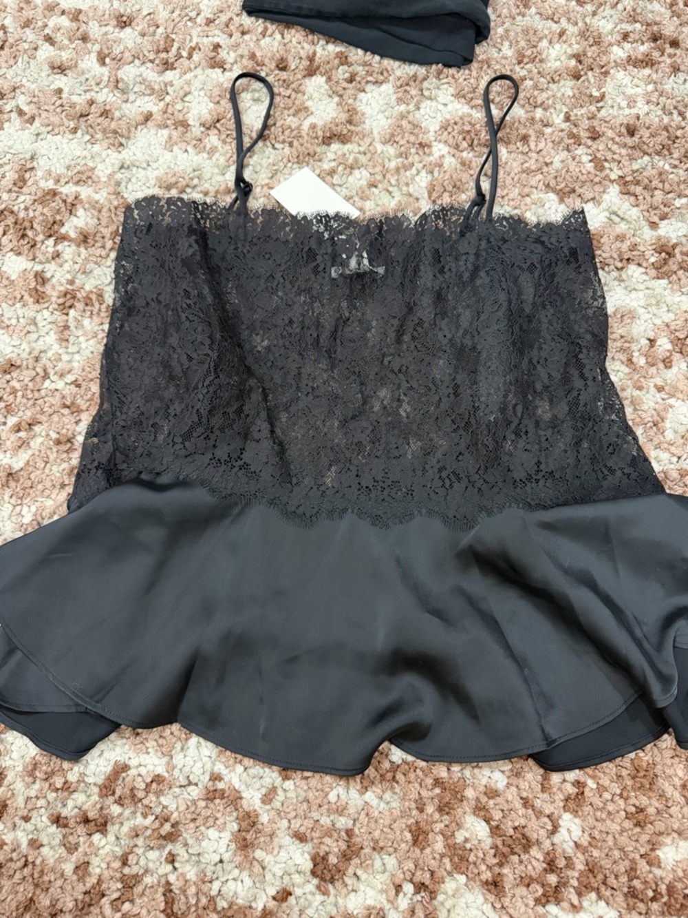 H&M Black Lace Peplum Cami Top